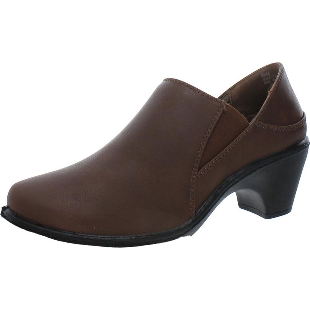Easy Street Womens Brown Faux Leather Stretch Booties Boots New